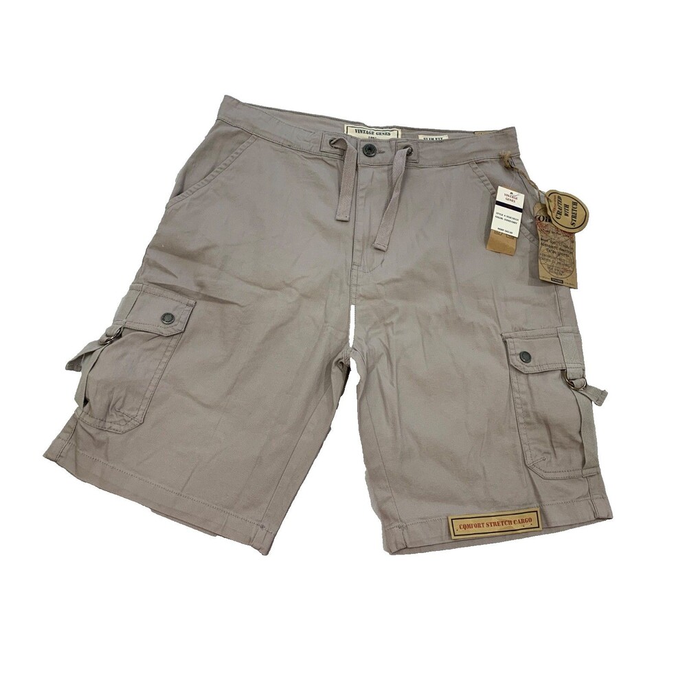 NWT VINTAGE GENES MENS CARGO STRETCH SLIM FIT SHORTS SIZE 34
